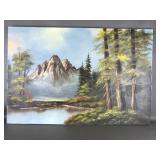 Mystical Oil Mountain Scape Painting Signed