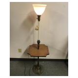 Vtg Brass Torchiere Floor Lamp Smoking Table