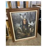 Framed Original Oil Painting, Native American Chief – 31' x 37'