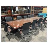 12-ft Conference Table with Glass Top and (12) Matching Chairs