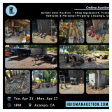 Estate Sale Auction – Shop Equipment, Tools, Vehicles & Personal Property | Acampo, CA Estate Sale Auction – Shop Equipment, Tools, Vehicles & Personal Property | Acampo, CA