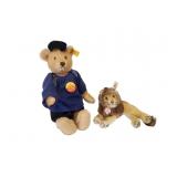 Two Vintage Steiff Items Bear & Lion