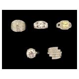 Mixed Ring Silvertone Lot