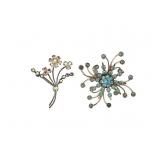Vintage Rhinestone Floral Brooches