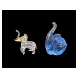 Two Glass Elephant Figurines