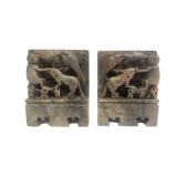 Vintage Chinese Hand Carved Soapstone Bookends