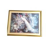 Vintage Framed Art Deco Framed Glass Art