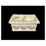 Vintage Italian Majolica Cherub Trinket Box