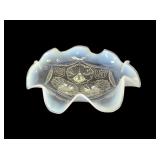 Vintage Opalescent Crimped Edge Bowl