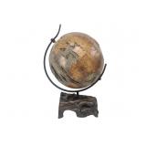 Large Hand Carved Wooden World Globe Sculpture