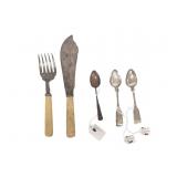 Two ATC Serving Items and Three Coin Silver Spoons