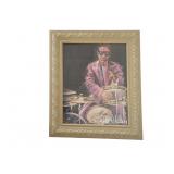 Contemporary Ray Charles on Drums Glass Framed