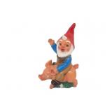 Vintage Zeho Gnome Riding Pig Garden Statue