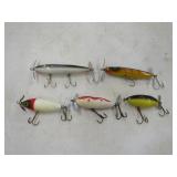 Fishing Lure Lot 5 Vintage Wood Torpedo Wooden
