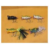 5 Hula Popper Vintage Fishing Lure Lot
