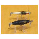 2 Wood Glass Eye Torpedo Fishing Lure Lot