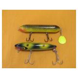 Fishing Lure Lot 2 Vintage Wooden Wood Lures