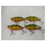 Fishing Lure Lot 4 Apricot 3' Rat-L-Trap Crankbait
