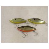 Fishing Lure Lot 3 Gold 3' Rat-L-Trap Crankbait