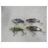 Fishing Lure Lot 4 Chrome 3' Rat-L-Trap Crankbait