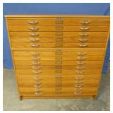 Mayline Oak Drafting Map Blueprint Filing Cabinet