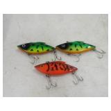 Fishing Lure Lot 3 3-1/2' Rat-L-Trap Crankbait