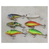 Fishing Lure Lot 6 Rattling Crankbait Lures