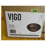NEW Vigo Bathroom Sink Round Glass Amber Sunset