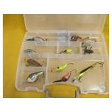 11 Vintage Fishing Lures & Plano Tackle Organizer