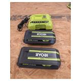 2 RYOBI 40V BATTERIES AND CHARGER