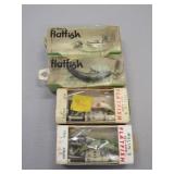 4 Flatfish with Box Vintage Fishing Lures