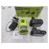 RYOBI 18V CHARGER AND 2 BATTERY PSK106SB