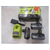 RYOBI 18V CHARGER AND 3 BATTERIES