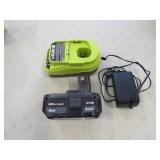RYOBI 18V BATTERY AND CHARGER