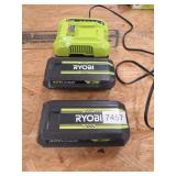 2 RYOBI 40V BATTERIES AND CHARGER