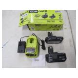 NEW RYOBI 18V CHARGER & 2 BATTERY