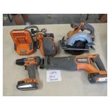 RIDGID 18V CORLESS TOOL LOT SAW DRILL SANDER