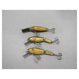 3 Wood Jointed Glass Eye Lures L&S Mirrolure
