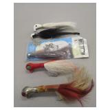 Bucktail Lures 2 have Glass Eyes Vintage Fishing