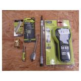 MISC RYOBI LOT STUD FINDER BITS EXTENSION ETC