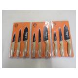 NEW (3) 3 PACKS MASTER CHEF KNIFE SET WOOD HANDLE