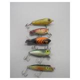 5 Vintage Wood Fishing Lures