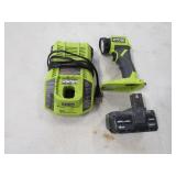 RYOBI 18V CORDLESS FLASHLIGHT CHARGER AND BATTERY