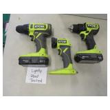 RYOBI 18V CORDLESS 2 DRILLS FLASHLIGHT BATTERIES