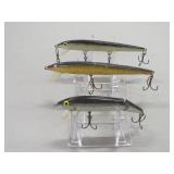 3 Rapala & Rebel Vintage Fishing Lures 1 Jointed