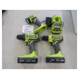 RYOBI 18V CORDLESS TOOL LOT DRILLS FLASHLIGHT