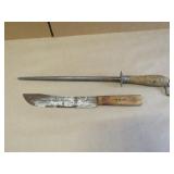 Old Hickory wood handle knife and sharpener