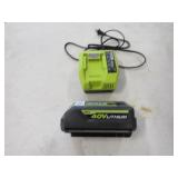 RYOBI 40V BATTERY AND CHARGER