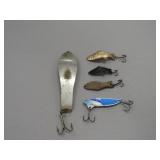 4 Spoons 1 Heddon Sonar 433 Vintage Fishing Lures