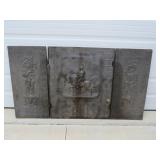 Cast Iron Medieval Embossed Fireplace Stove Cover